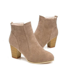 Botas casuales de tacón alto y grueso con punta de pontón