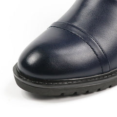 Botines de cuero con punta redonda