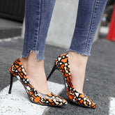 PU High-Heeled Pumps With Geometric Pattern