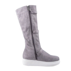 Botas de nieve planas y cálidas de media pantorrilla con hebillas