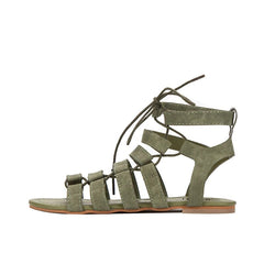Sandalias de gladiador planas con tiras en el tobillo y cordones