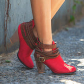 Flock-Western-Stiefeletten mit Samtfutter