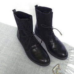 Plateau-Stiefeletten aus Leder mit Schnürung