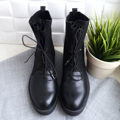 Plateau-Stiefeletten aus Leder mit Schnürung