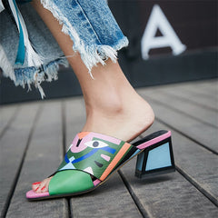 Sandalias de piel sintética con tacón alto