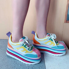 Colorful High Platform Heels Chunky Sneakers Women's Punk Luxury