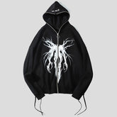 Unisex Zipper Black Graphic Hoodies
