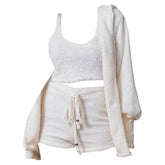 Cozy Up Top + Skirt + Jacket Set