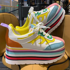 Colorful High Platform Heels Chunky Sneakers Women's Punk Luxury