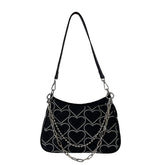 Handtasche mit Kette und Herz-Print