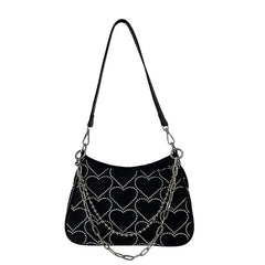 Handtasche mit Kette und Herz-Print