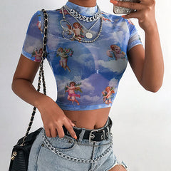 Himmlisches Mesh-Mini-T-Shirt
