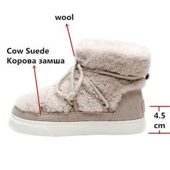 Women Wool Suede Ankle Flat Boots