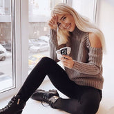 High Neck Cold Shoulder Jumper