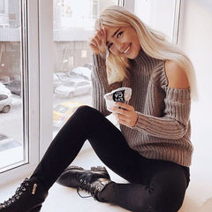 Schulterfreier Strickpullover