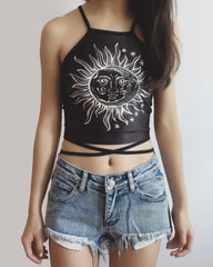 Kurzes Top mit Sonne und Mond