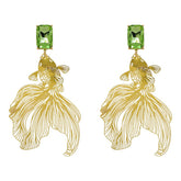 Koi Fish Green Stone Earrings