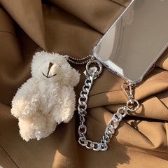 Funda para iPhone con cadena de oso y espejo
