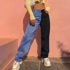 Verpasste Anrufe Split Color Jeans