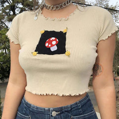 Camiseta estética retro de hongos