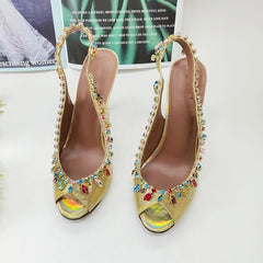 Sandalen mit Kristallen „Temptation“ - Gelb