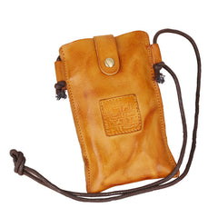 Vintage Mini-Telefontasche aus pflanzlich gegerbtem Leder