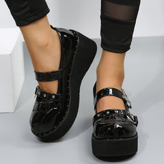 Round Toe Thick-Soled Platform Shoes