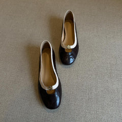Camellia Retro Round Toe Chanel Style Shoes