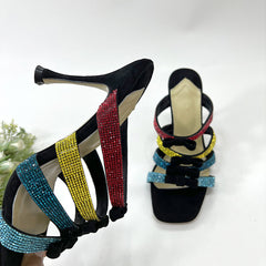 Sandalias de colores con diamantes de imitación