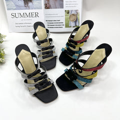 Sandalias de colores con diamantes de imitación