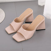 Chunky Heeled Strapless Sandals