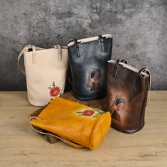 Vintage Handgemachte Tasche aus pflanzlich gegerbtem Leder