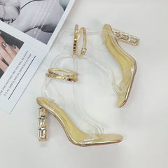 Sandalen mit Stilettoabsatz und Diamantbesatz