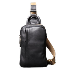 Vintage Schwarze große Crossbody Leder Brusttasche