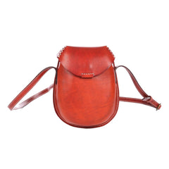 Bolso pequeño de cuero curtido vegetal cosido a mano