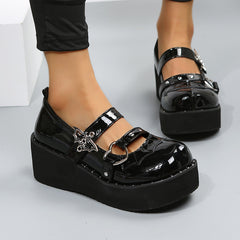Round Toe Thick-Soled Platform Shoes