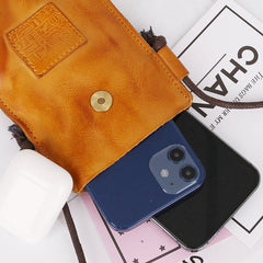 Vintage Mini-Telefontasche aus pflanzlich gegerbtem Leder