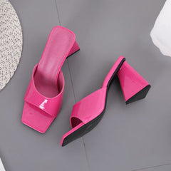 Riemchensandalen mit dickem Absatz - Rosarot