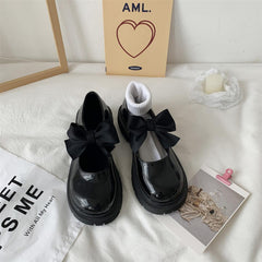 Bow-Shaped Thick-Soled Small Leather Shoes