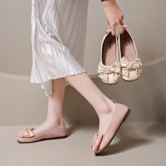 Bow-Tied Mary Jane Small Leather Shoes