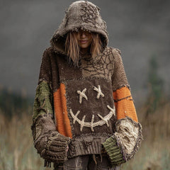 Smiley Gesicht Trauriger Hoodie Y2K Unisex