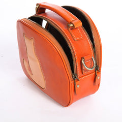 Bolso de piel curtida vegetal hecho a mano con bonito diseño de gato
