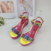 Platform Strappy Sandals With Crystal Embellishment