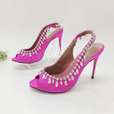 Rhinestone Open-Toe Ankle Strap Sandals