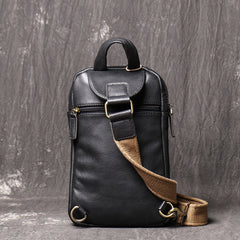Vintage Schwarze große Crossbody Leder Brusttasche