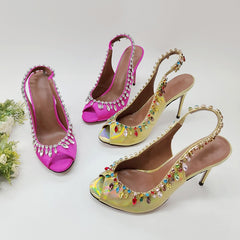 Sandalen mit Kristallen „Temptation“ - Gelb