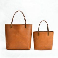 Bolsos de mano de cuero curtido vegetal de estilo sencillo