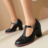 Chunky High Heel Mary Jane Shoes