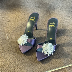 Rhinestone Pointed High Heels