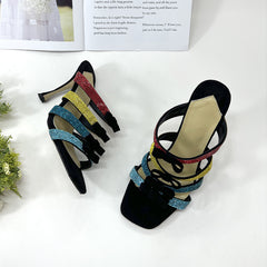 Sandalias de colores con diamantes de imitación